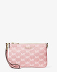 Jet Set Travel Small Logo Jacquard Denim Wristlet (POWDER BLUSH)