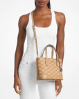 Eva Extra-Small Logo Jacquard Convertible Tote Bag (CAMEL)