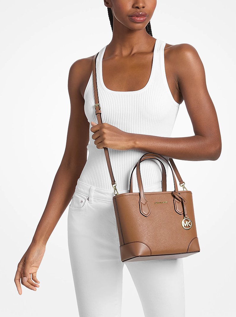 Eva Extra-Small Leather Convertible Tote Bag (LUGGAGE)