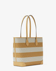 Eva Large Striped Signature Logo Tote Bag (HONEYWHEAT)
