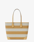 Eva Large Striped Signature Logo Tote Bag (HONEYWHEAT)