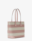 Eva Large Striped Signature Logo Tote Bag (POWDER BLUSH)