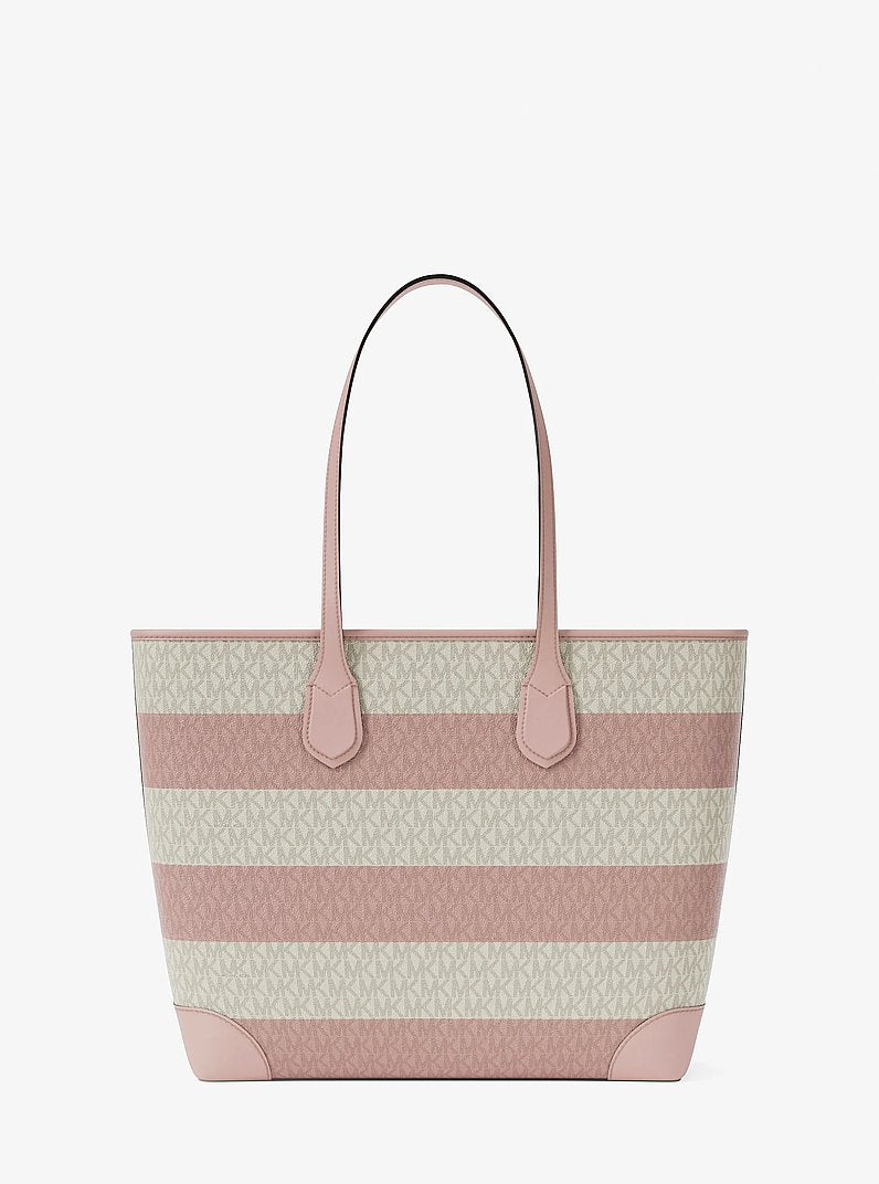 Eva Large Striped Signature Logo Tote Bag (POWDER BLUSH)