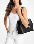Avalon Medium Pebbled Leather Tote Bag (BLACK)