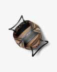 Avalon Medium Striped Woven Tote Bag (BLACK)