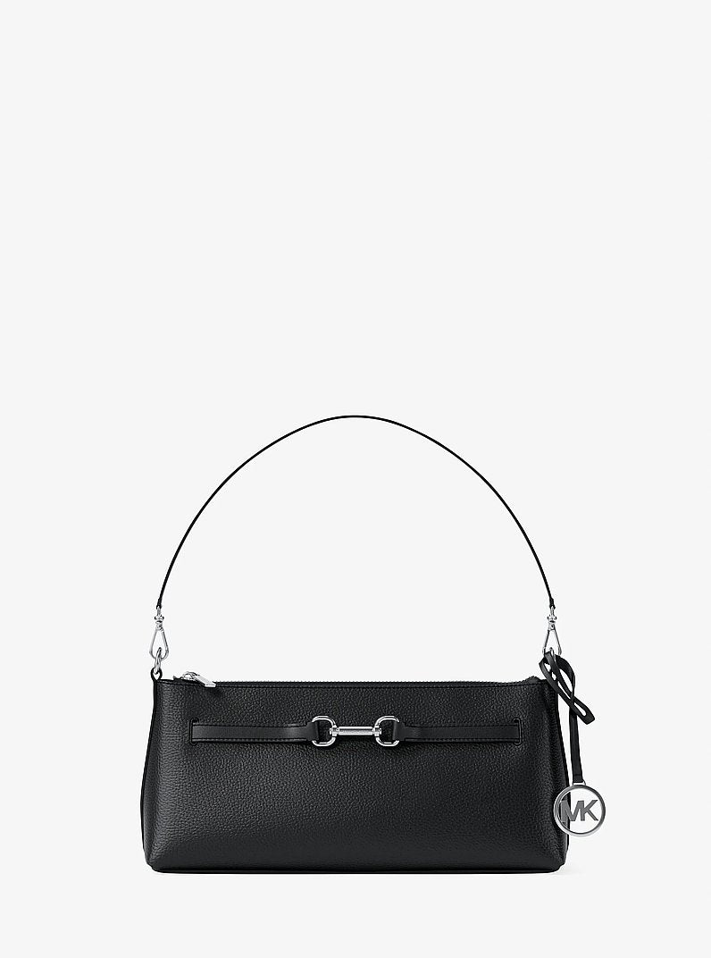 Carson Small Pebbled Leather Convertible Crossbody Bag (BLACK)