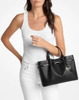 Carson Medium Floral Laser Cut Satchel (BLACK)