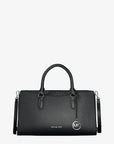 Arden Medium Pebbled Leather and Signature Logo Top-Zip Satchel (BLACK)