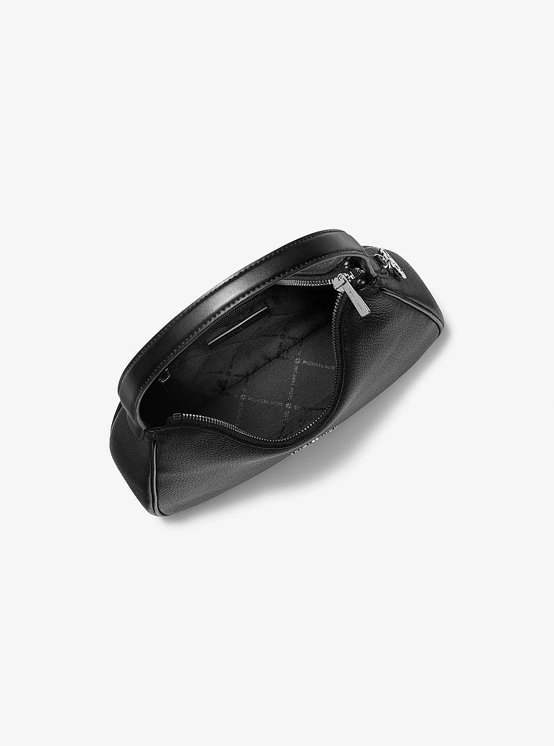Nayla Small Pebbled Leather Hobo Shoulder Bag (BLACK)