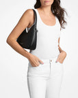 Nayla Small Pebbled Leather Hobo Shoulder Bag (BLACK)
