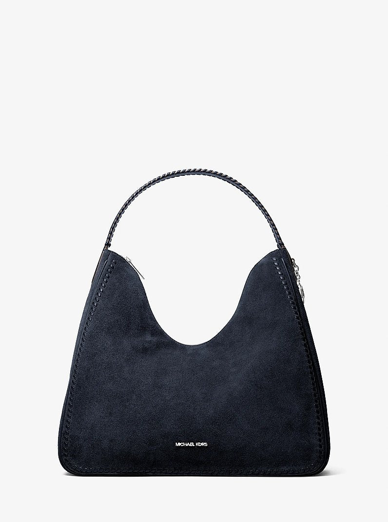 Nayla Medium Suede Hobo Shoulder Bag (NAVY)