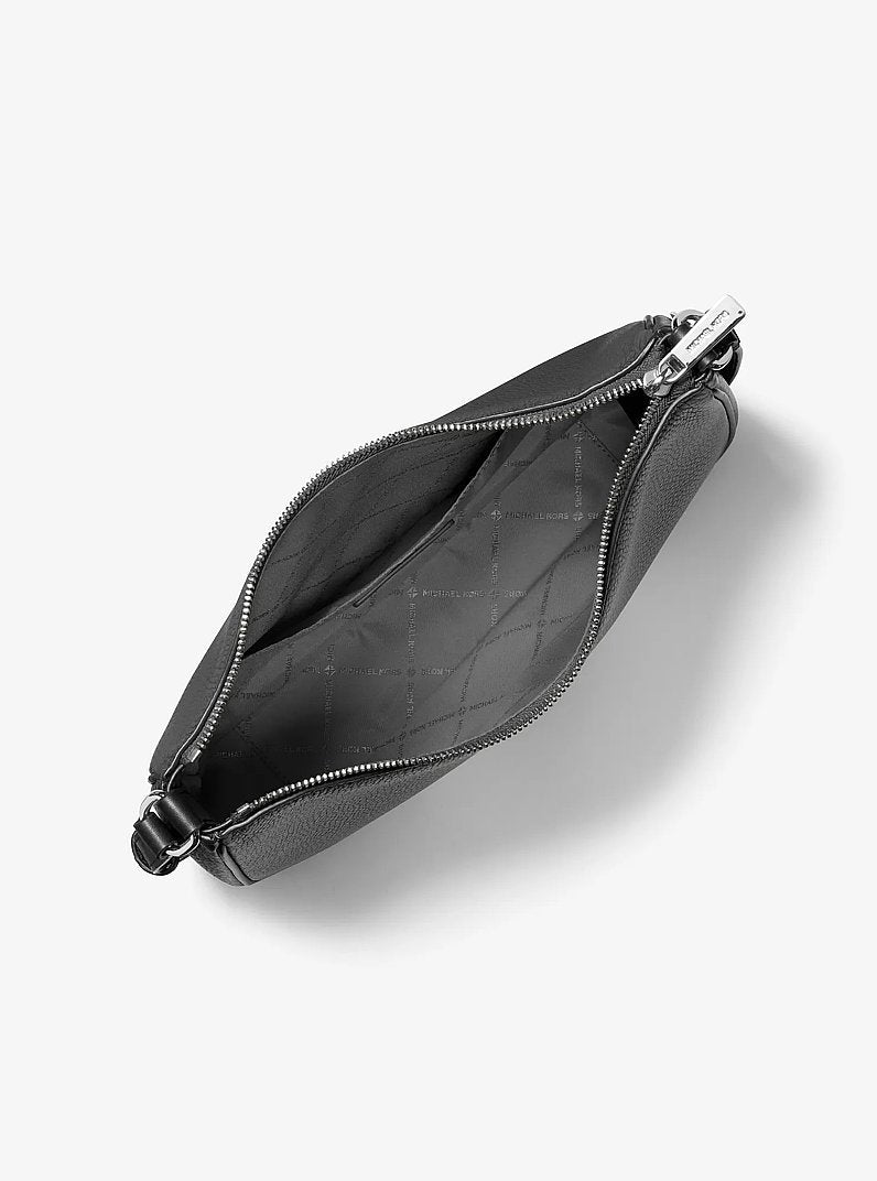 Nayla Medium Pebbled Leather Messenger Bag (BLACK)