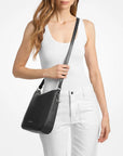 Nayla Medium Pebbled Leather Messenger Bag (BLACK)