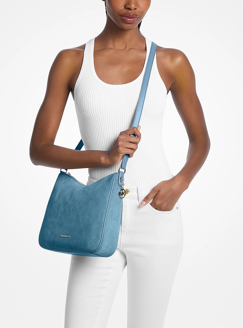 Nayla Medium Suede Messenger Bag (DENIM)