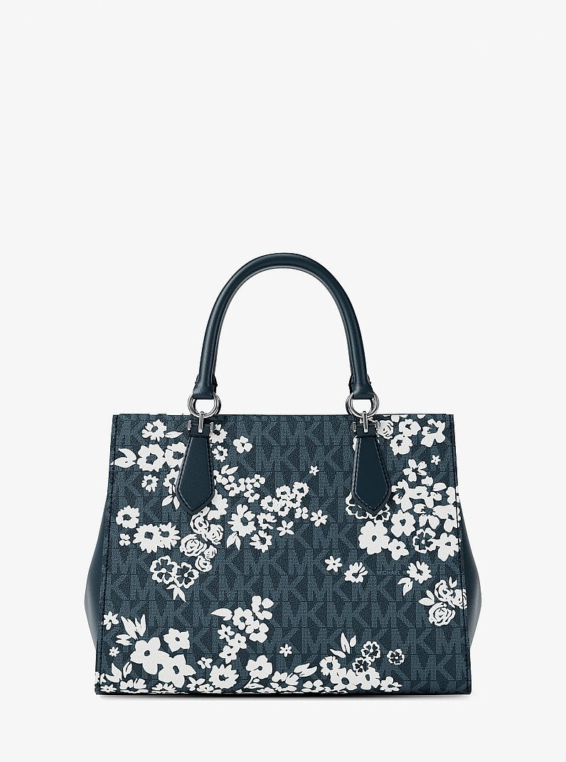 Marilyn Medium Printed Signature Logo Satchel (ADMIRAL)