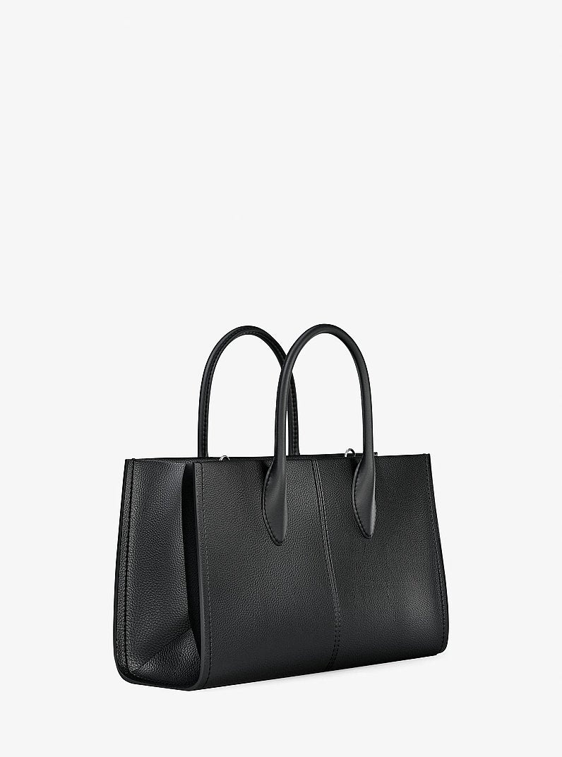 Mirella Medium Pebbled Leather Satchel (BLACK)