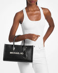 Mirella Medium Pebbled Leather Satchel (BLACK)