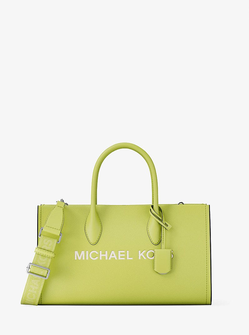 Mirella Medium Pebbled Leather Satchel (LIME)