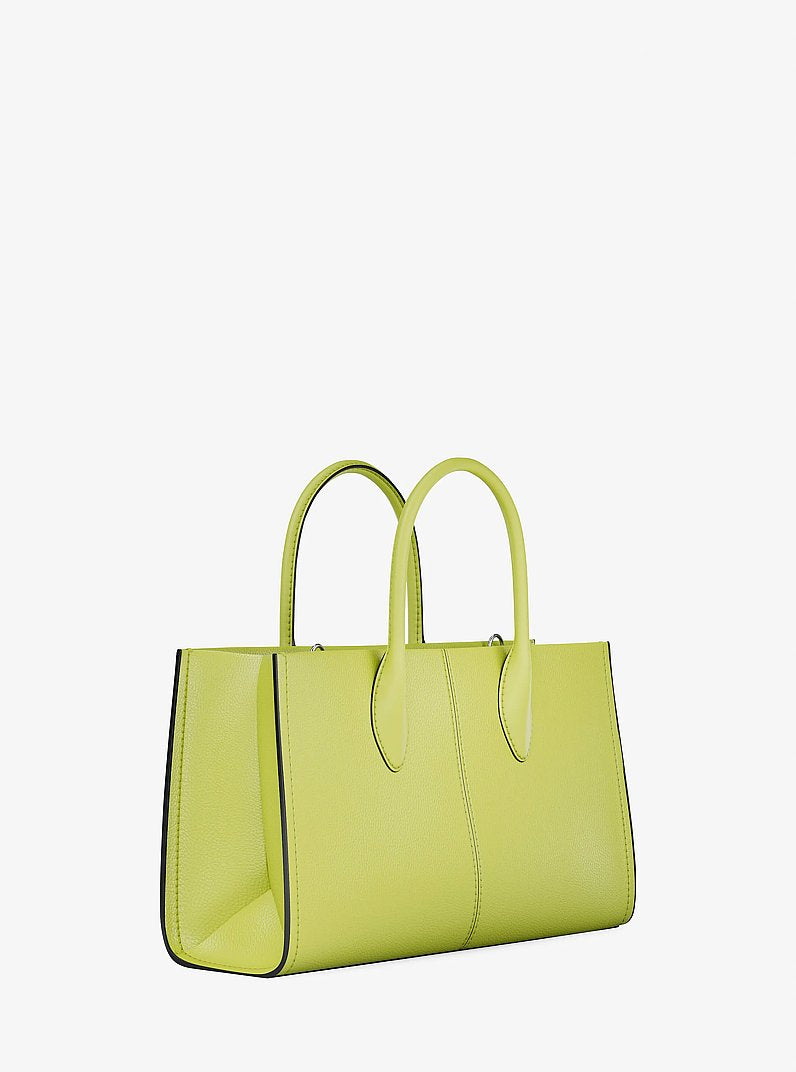 Mirella Medium Pebbled Leather Satchel (LIME)