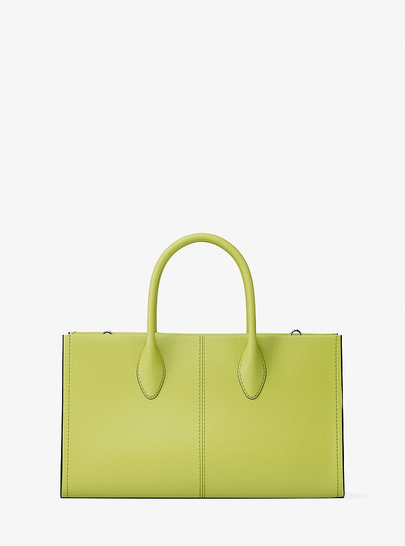 Mirella Medium Pebbled Leather Satchel (LIME)
