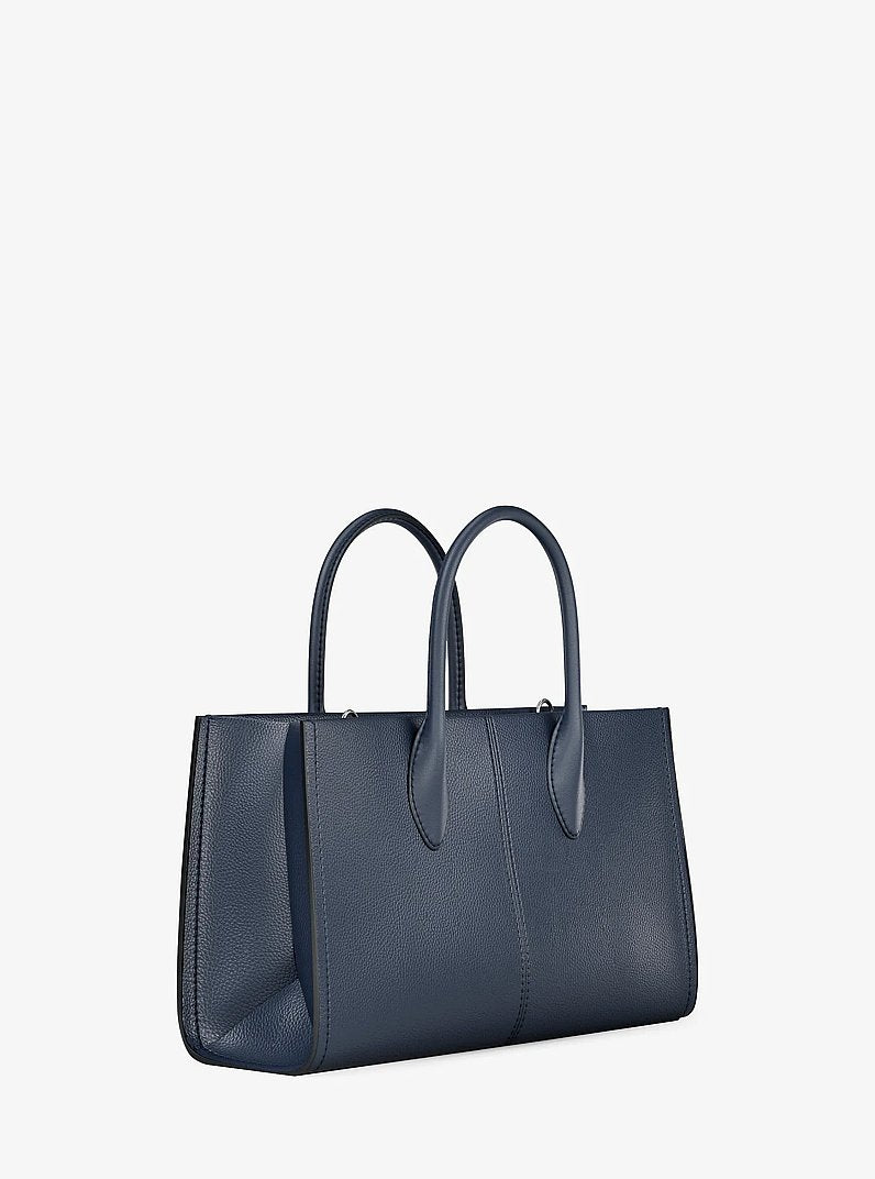 Mirella Medium Pebbled Leather Satchel (NAVY)