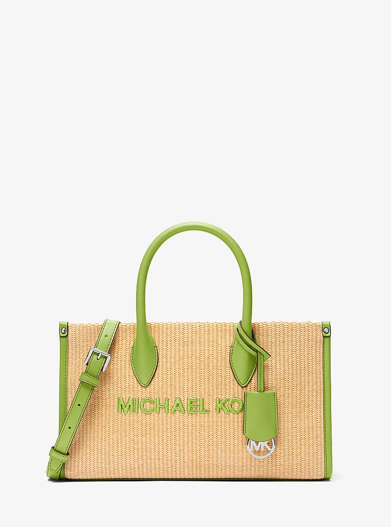 Mirella Medium Woven Satchel (LIME)