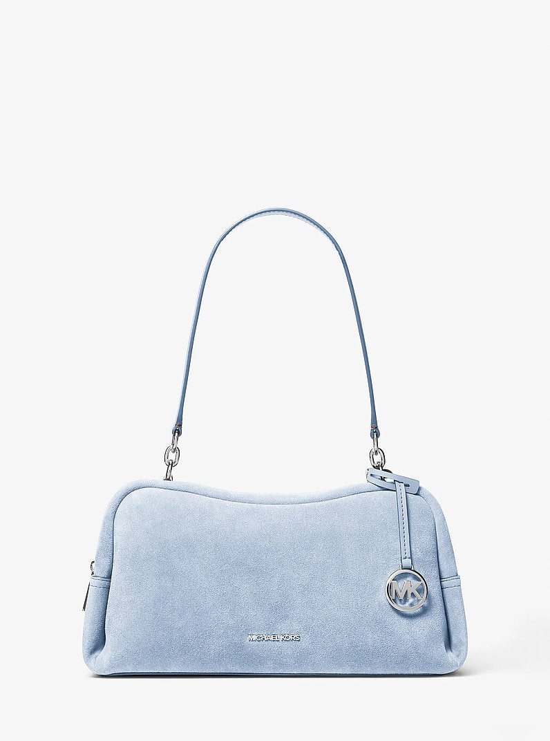 Cecily Medium Suede Shoulder Bag (PALE OCEAN)