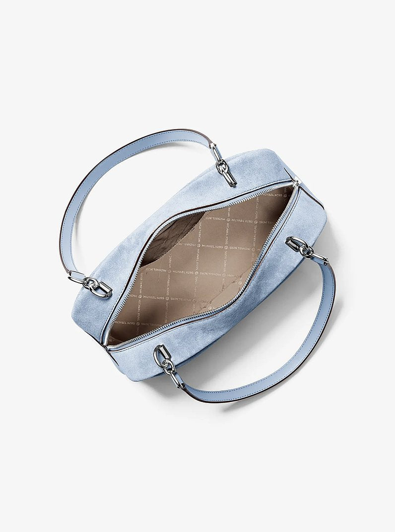 Cecily Medium Suede Shoulder Bag (PALE OCEAN)