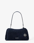 Cecily Medium Suede Shoulder Bag (NAVY)