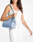 Christina Medium Signature Logo Shoulder Bag (PALE OCEAN)