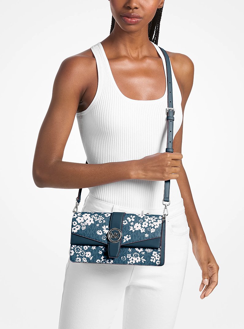 Greenwich Medium Printed Signature Logo Convertible Shoulder Bag (ADMIRAL)