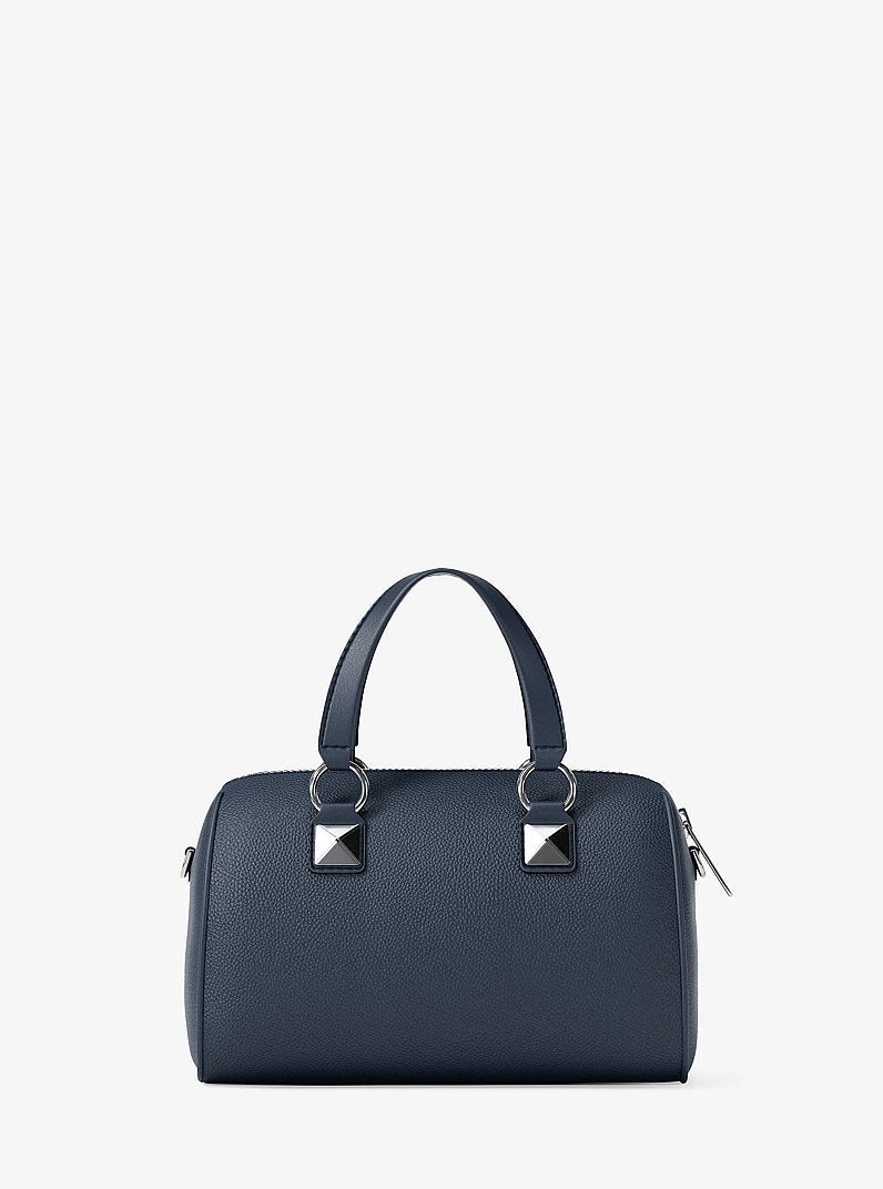 Grayson Small Pebbled Leather Duffel Crossbody Bag (NAVY)