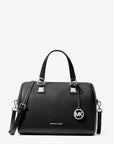 Grayson Medium Pebbled Leather Duffel Crossbody Bag (BLACK)