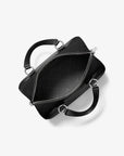 Grayson Medium Pebbled Leather Duffel Crossbody Bag (BLACK)