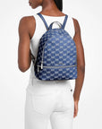 Rhea Medium Logo Jacquard Denim Backpack (DENIM)