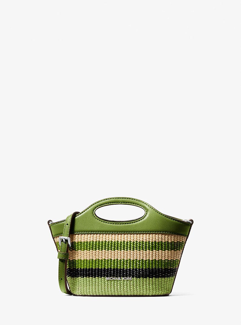 Tatum Small Striped Woven Crossbody Bag (LIME)