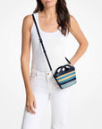 Tatum Small Striped Woven Crossbody Bag (NAVY)