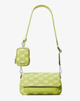 Jet Set Travel Small Logo Jacquard Denim Crossbody Bag With Pouch (LIME)