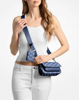Jet Set Travel Small Logo Jacquard Denim Crossbody Bag With Pouch (DENIM)