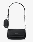 Jet Set Travel Small Pebbled Leather Crossbody Bag With Pouch (BLACK)