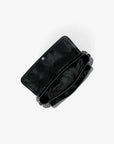 Jet Set Travel Small Pebbled Leather Crossbody Bag With Pouch (BLACK)