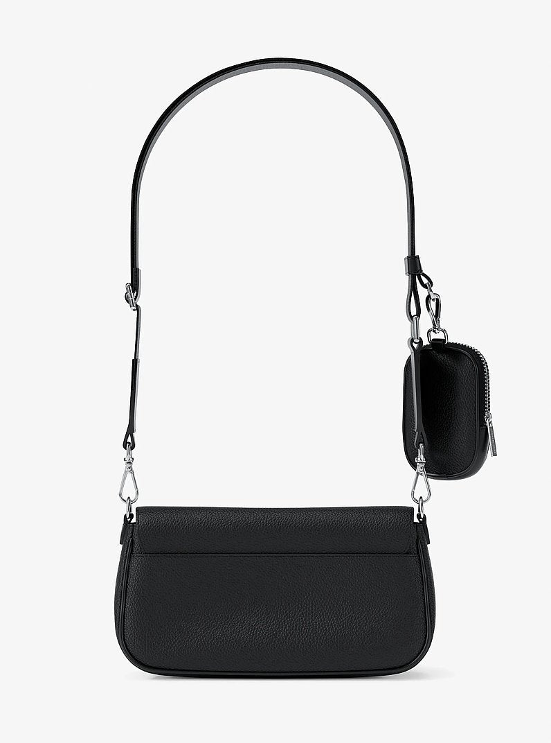 Jet Set Travel Small Pebbled Leather Crossbody Bag With Pouch (BLACK)