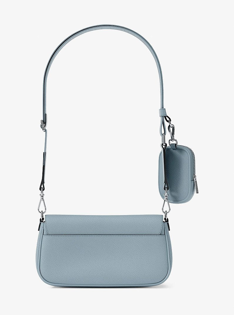 Jet Set Travel Small Pebbled Leather Crossbody Bag With Pouch (PALE OCEAN)