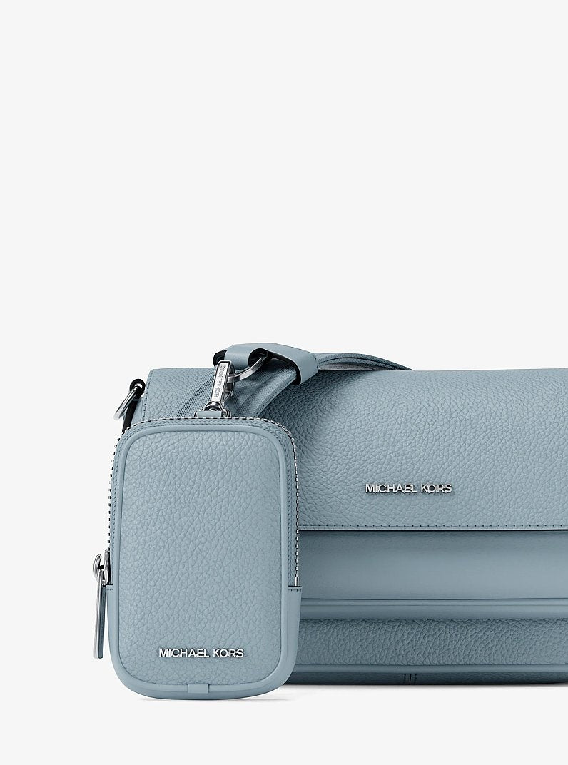 Jet Set Travel Small Pebbled Leather Crossbody Bag With Pouch (PALE OCEAN)