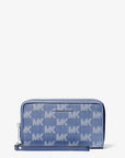 Jet Set Travel Large Logo Jacquard Denim Smartphone Wristlet (DENIM)