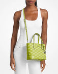Eva Extra-Small Logo Jacquard Denim Convertible Tote Bag (LIME)