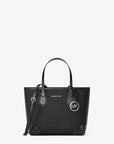 Eva Extra-Small Saffiano Leather Convertible Tote Bag (BLACK)