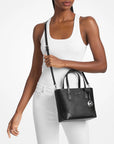 Eva Extra-Small Saffiano Leather Convertible Tote Bag (BLACK)