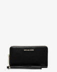 Large Pebbled Leather Smartphone Wristlet (BLACK)