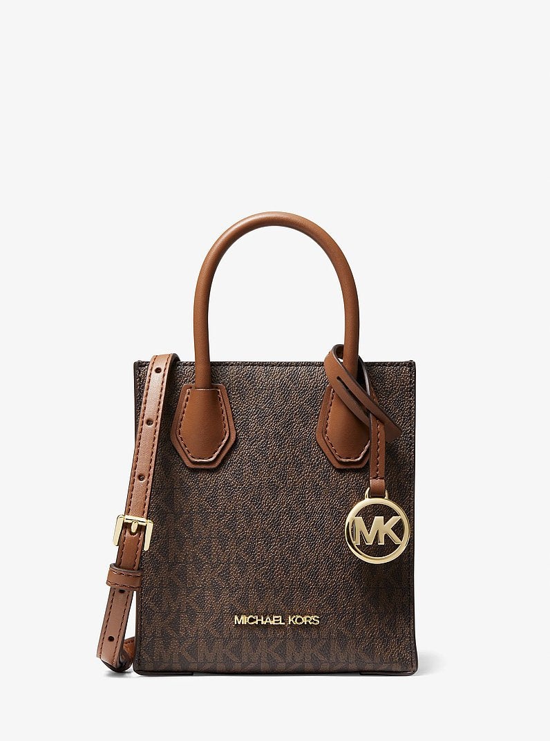 Mercer Extra-Small Logo and Leather Crossbody Bag (BROWN)